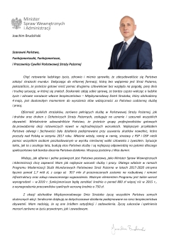List Ministra Spraw Wewnętrznych i Administracji Joachima Brudzińskiego
