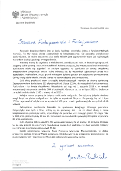 List Ministra Spraw Wewnętrznych i Administracji do Funkcjonariuszy PSP